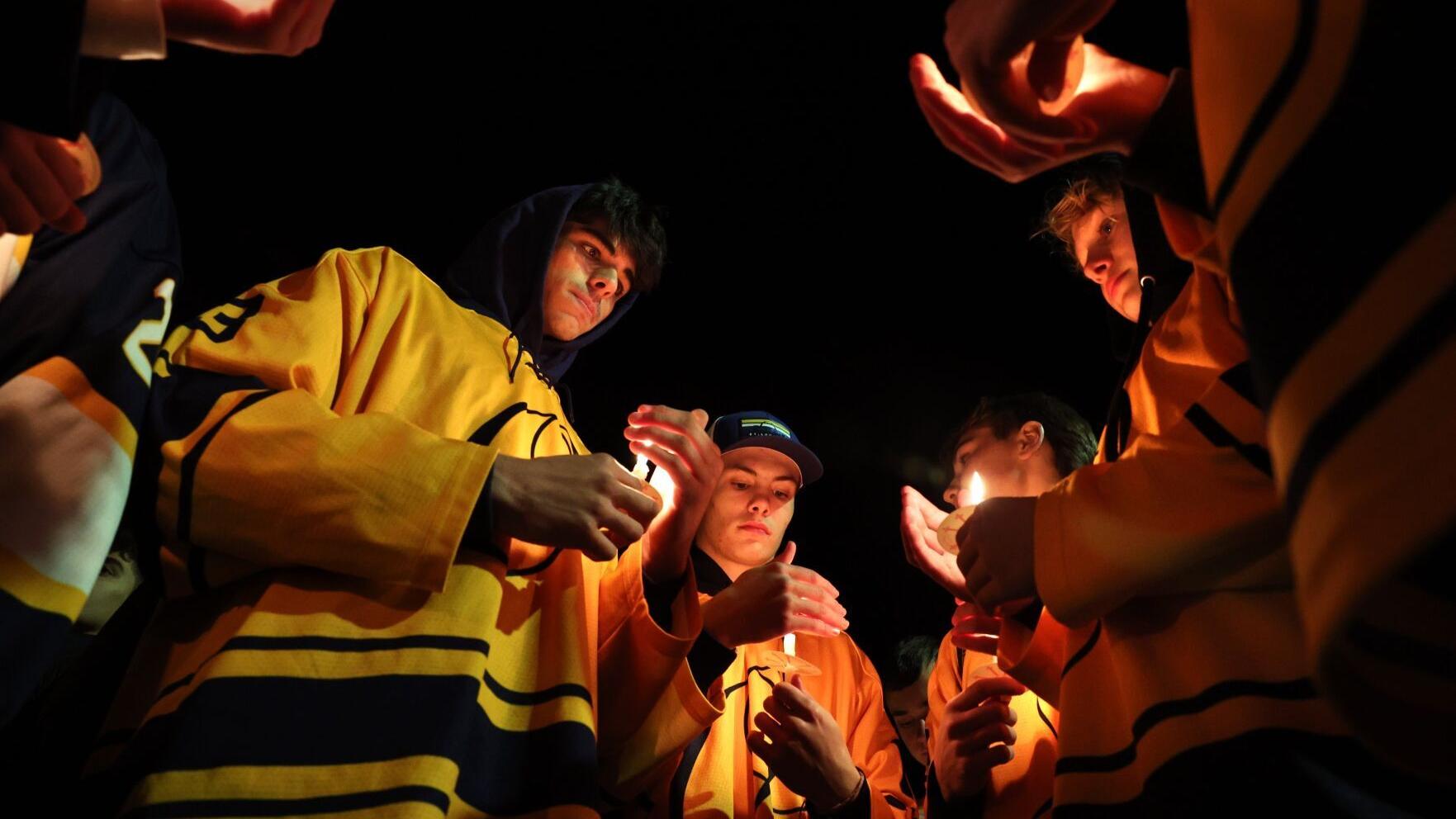 Hockey community gathers for student hit by stray bullet in St. Louis